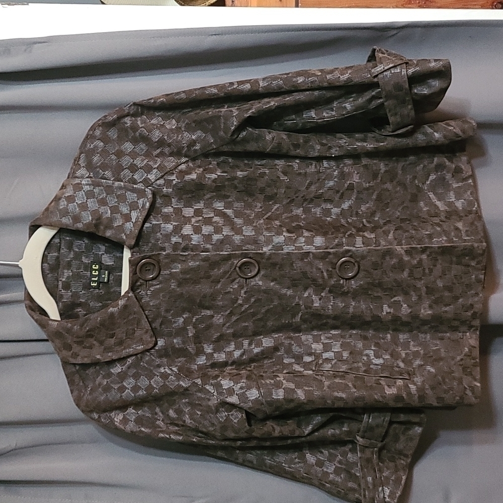 ELCC Womens Blazer‎ Chocolate Brown Button Up Sz  S EUC